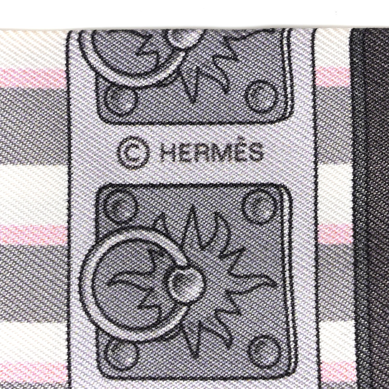 Hermes Silk Colliers de Chiens Twilly Rose Pale Gris Beige 4 of 7
