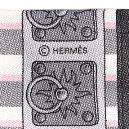 Hermes Silk Colliers de Chiens Twilly Rose Pale Gris Beige 4 of 7