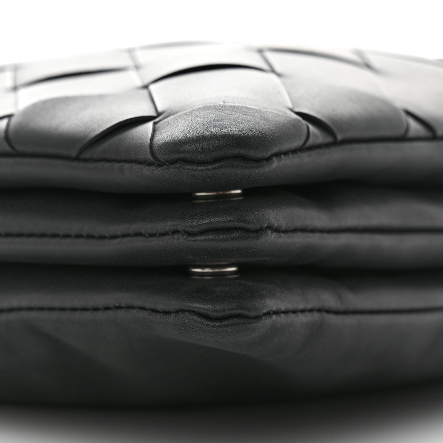 Nappa Intrecciato Triple Zip Messenger Bag Black