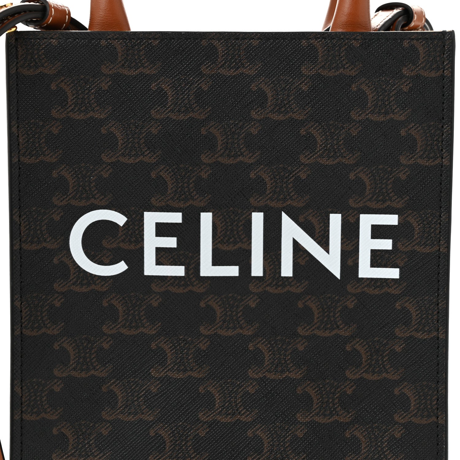Celine Triomphe Canvas Calfskin Mini Vertical Cabas Tan 6 of 8