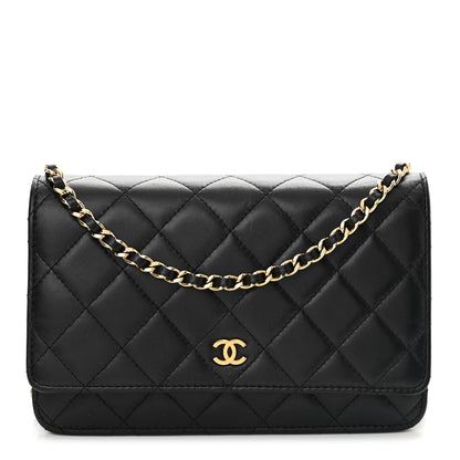 Chanel Lambskin Quilted Wallet On Chain WOC Black 1 of 19