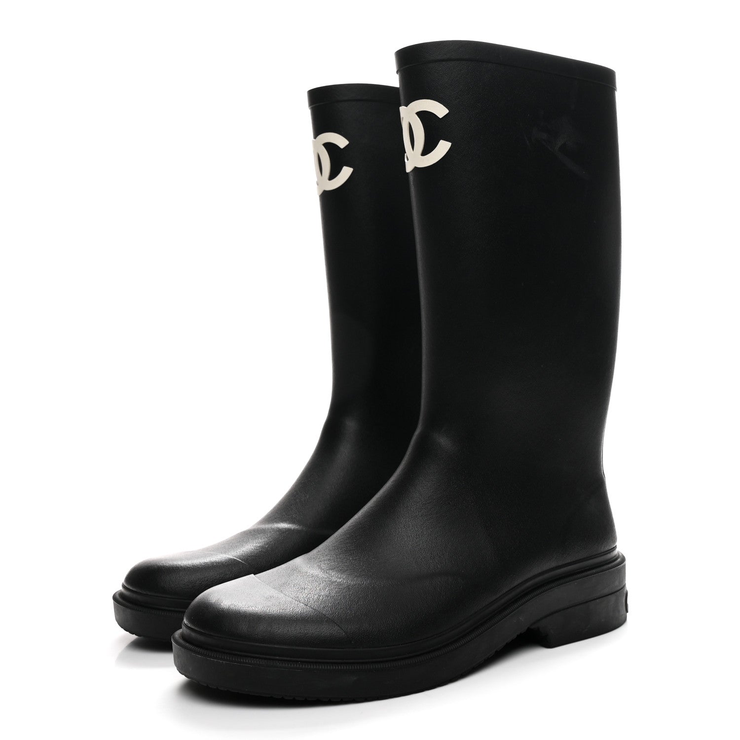 Chanel Caoutchouk CC High Boots 39 Black 4 of 9