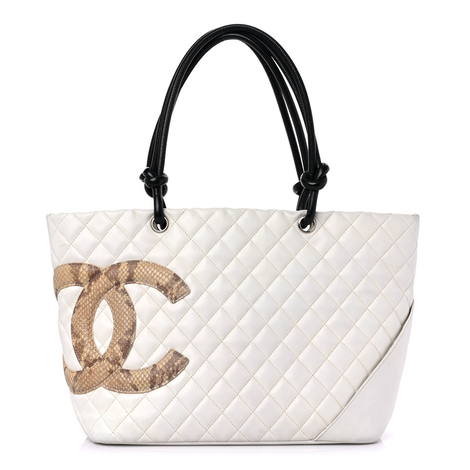 Chanel Calfskin Python Quilted Large Cambon Tote White 1 of 22