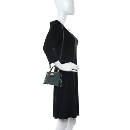 Hermes Shiny Lizard Mini Kelly Sellier 20 Vert Cypress 2 of 10
