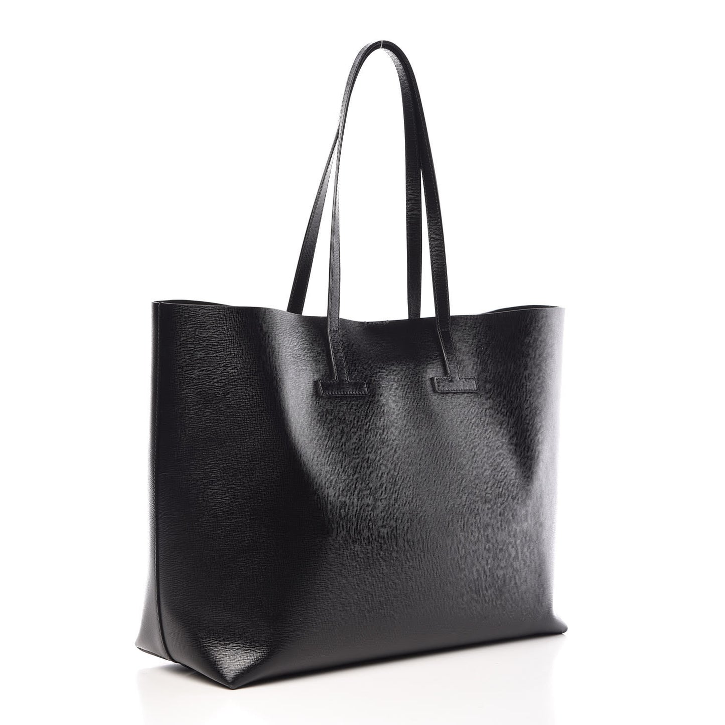Grained Calfskin Large T Tote Black