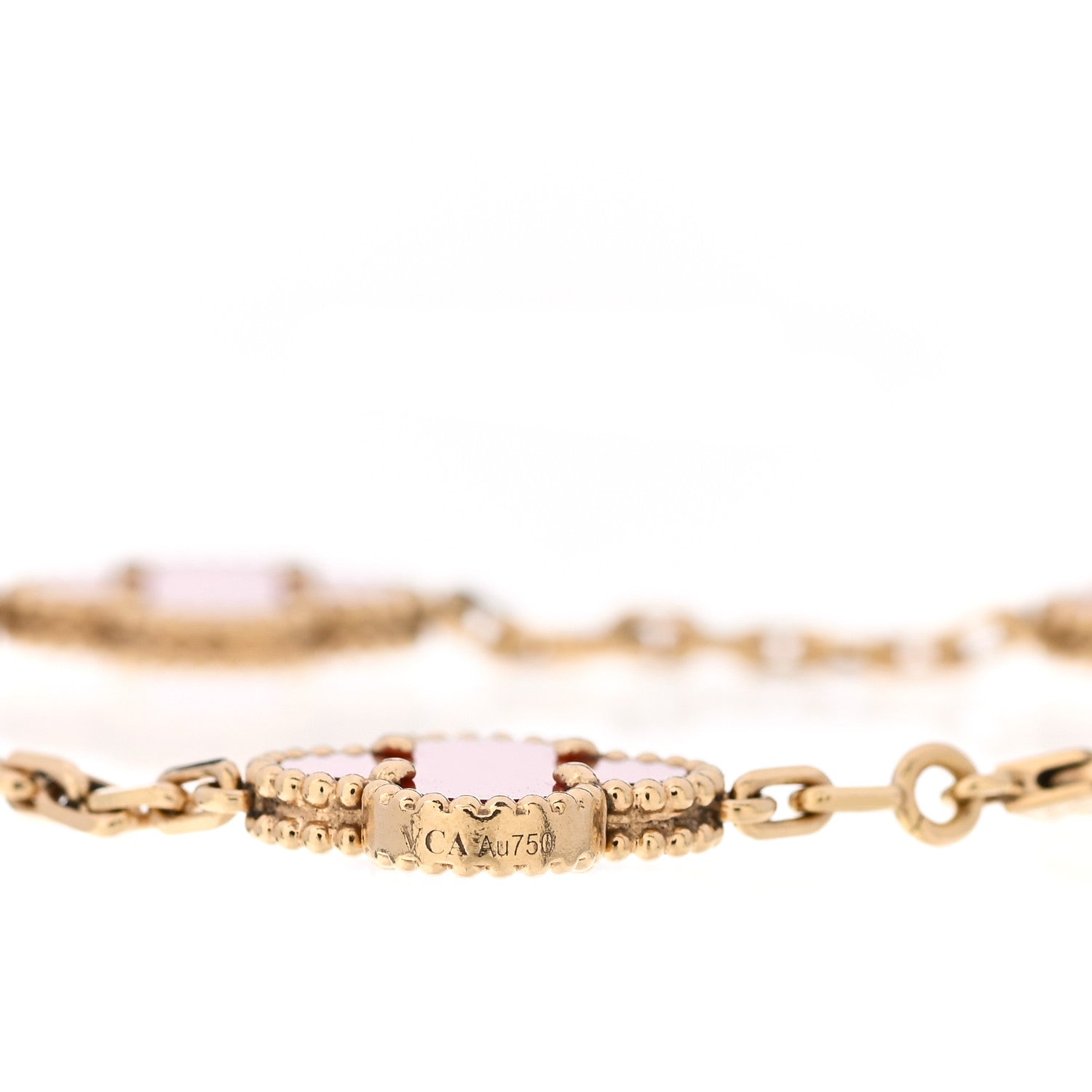 Van Cleef & Arpels 18K Yellow Gold Carnelian 5 Motifs Vintage Alhambra Bracelet 3 of 6