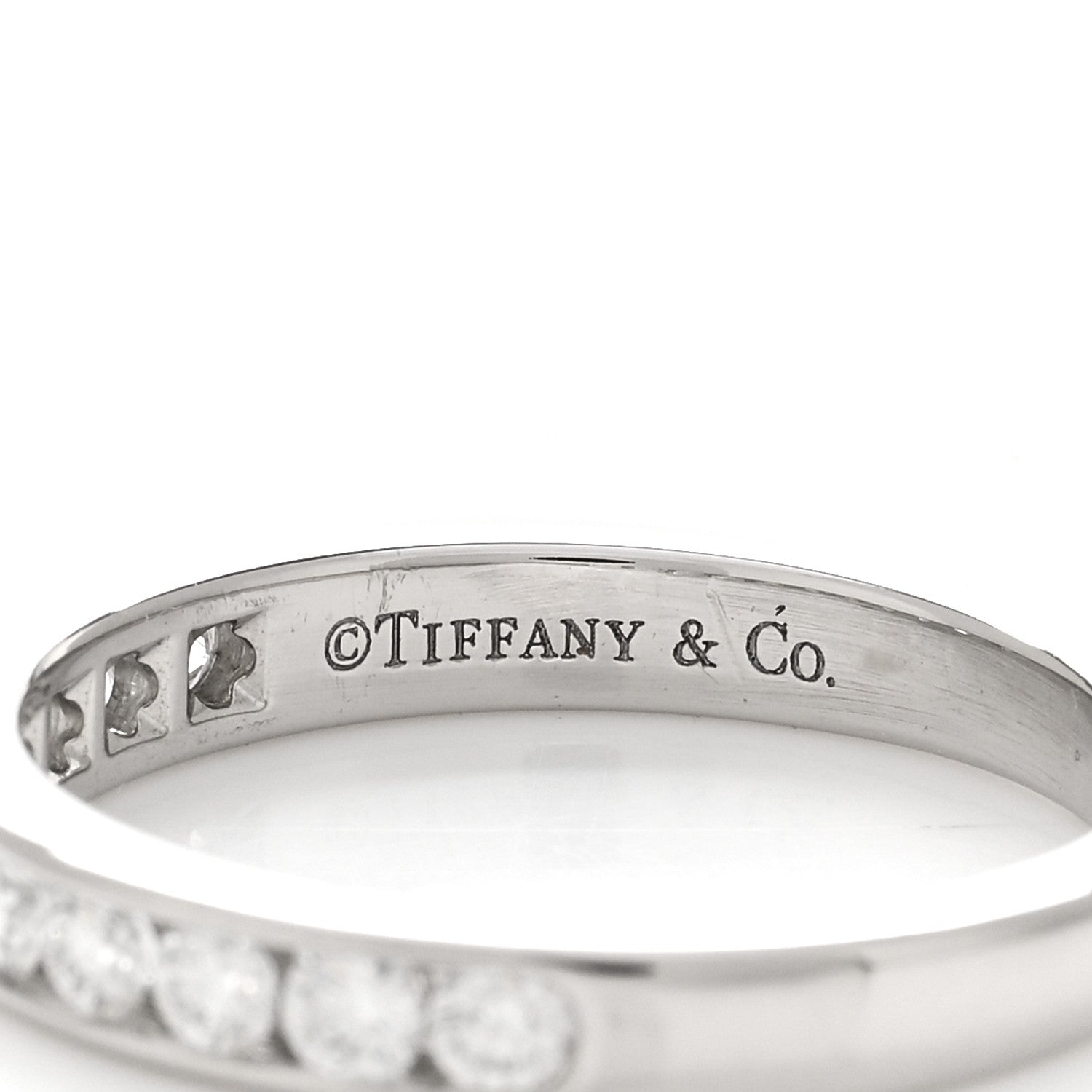 Tiffany Platinum Diamond 3mm Half Circle Wedding Band Ring 53 6.25 4 of 5