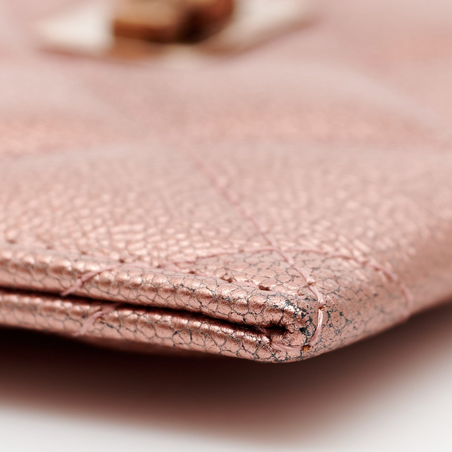 Metallic Caviar Quilted Reissue Card Holder Rose Gold