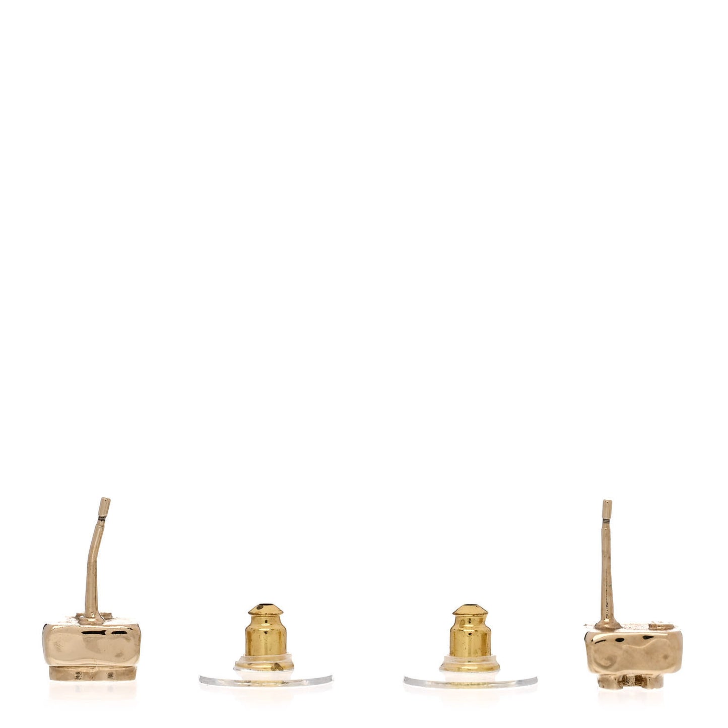 Metal Crystal Mini Square CC Earrings Gold