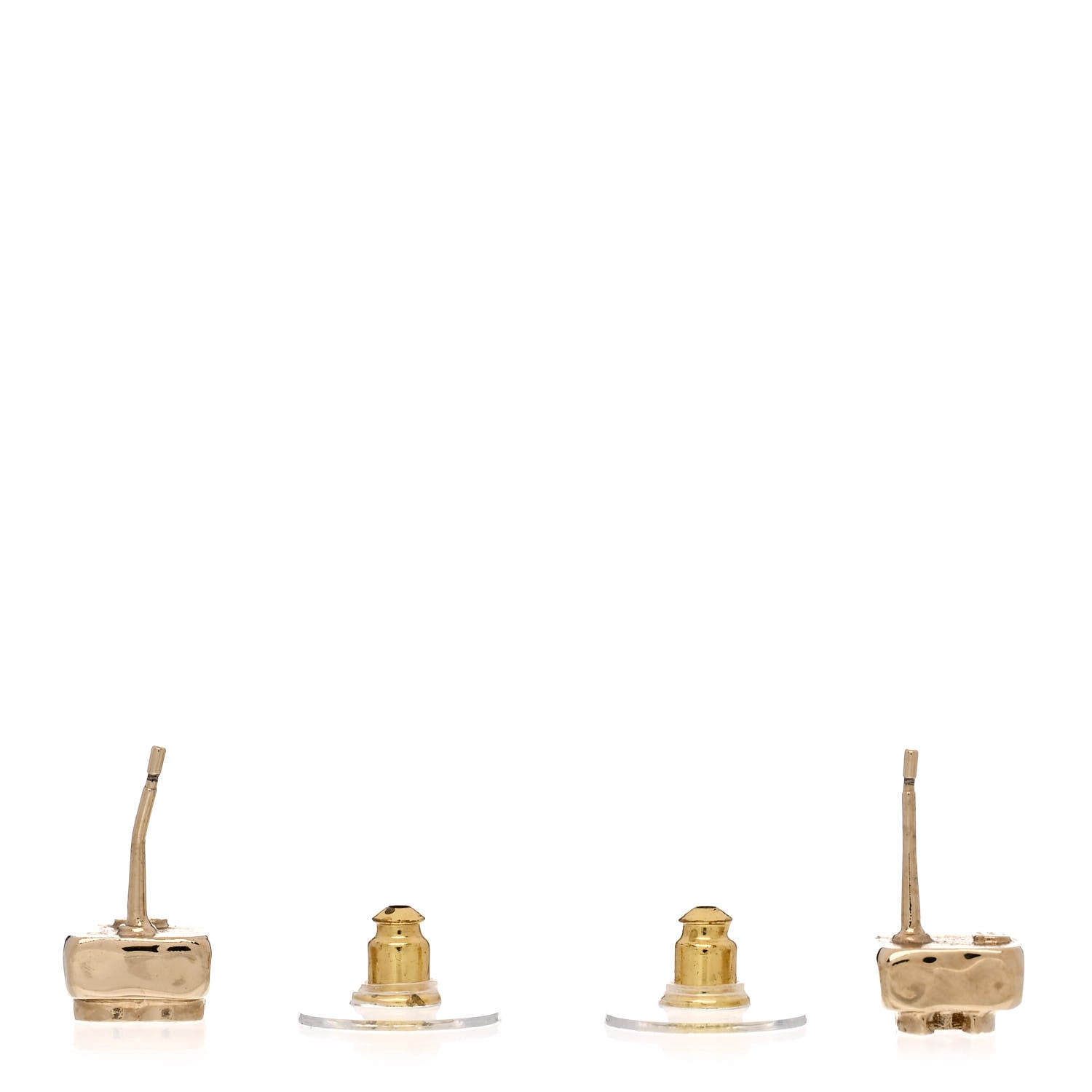Chanel Metal Crystal Mini Square CC Earrings Gold 3 of 5