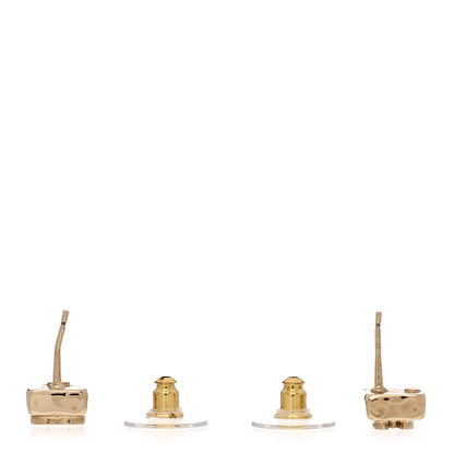 Chanel Metal Crystal Mini Square CC Earrings Gold 3 of 5