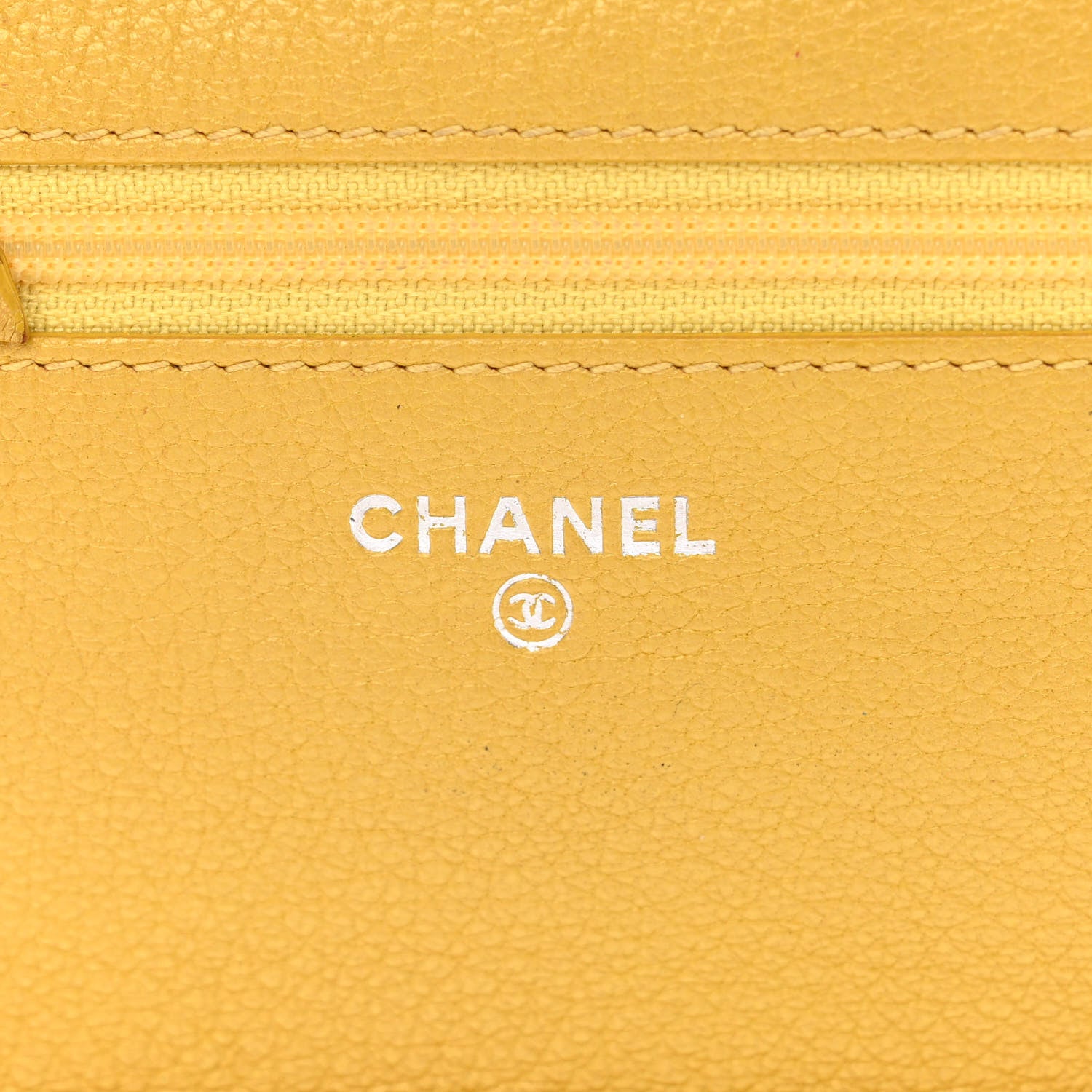 Chanel Caviar Quilted Wallet on Chain WOC Yellow 6 of 13