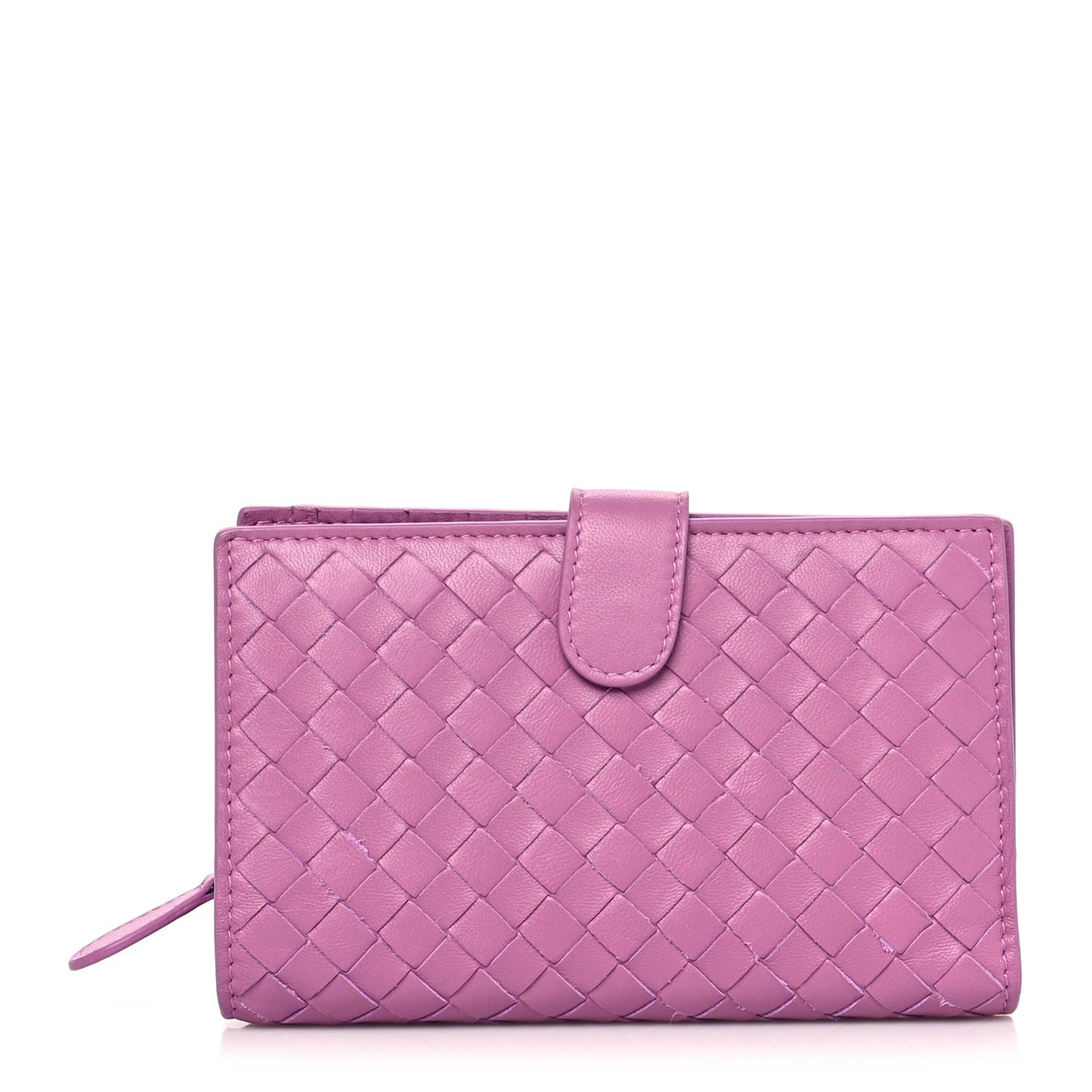Nappa Intrecciato Continental Snap Wallet Peony