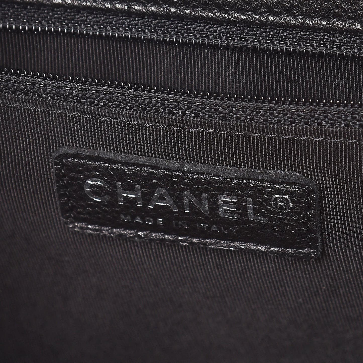Caviar Chevron Quilted Large Puffy CC Flap Black