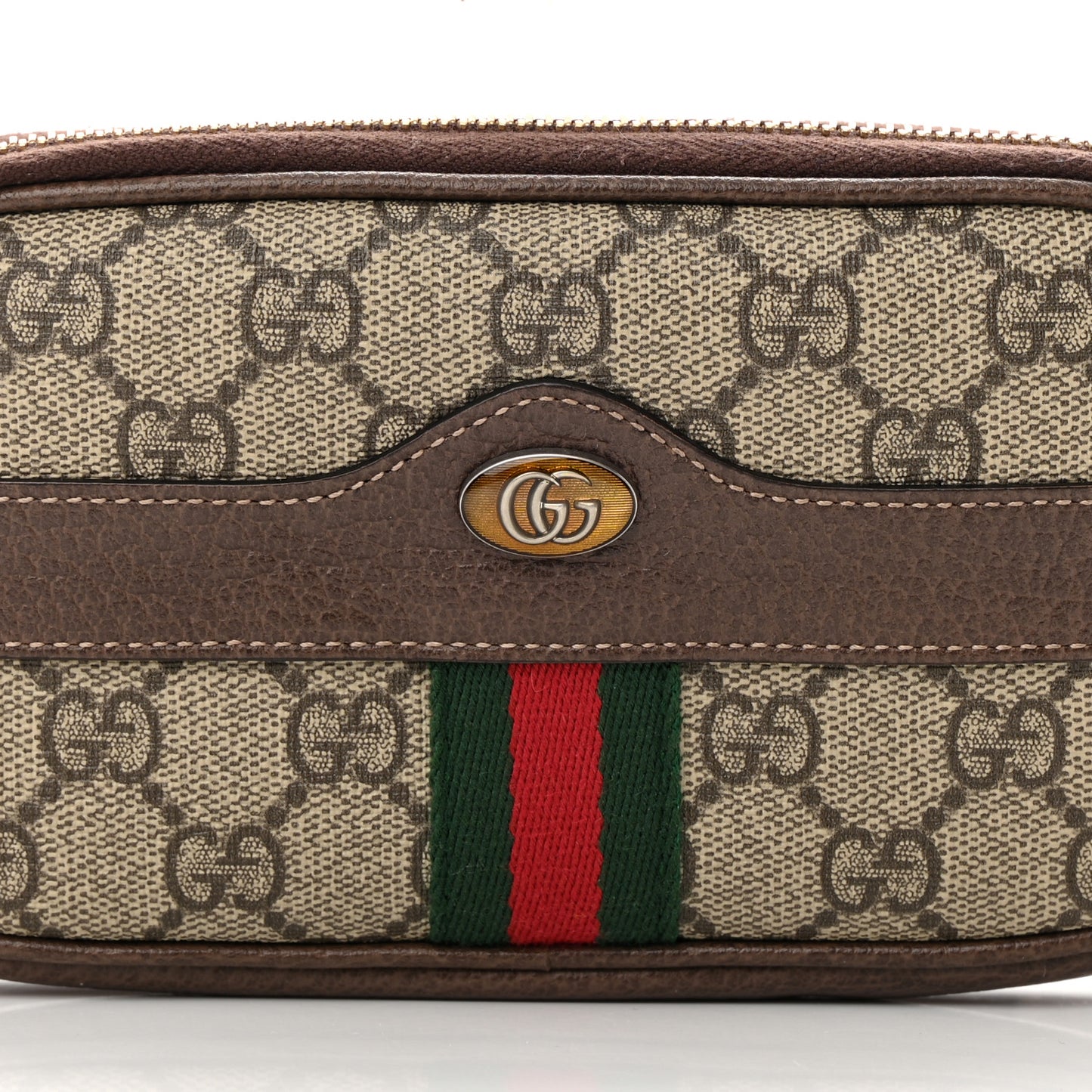 GG Supreme Monogram Ophidia Belted iPhone Case 95 38 Dark Brown