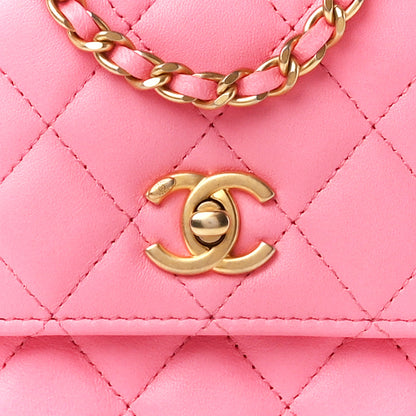 Chanel Lambskin Quilted Pearl Crush Phone Holder With Chain Pink 9 of 12