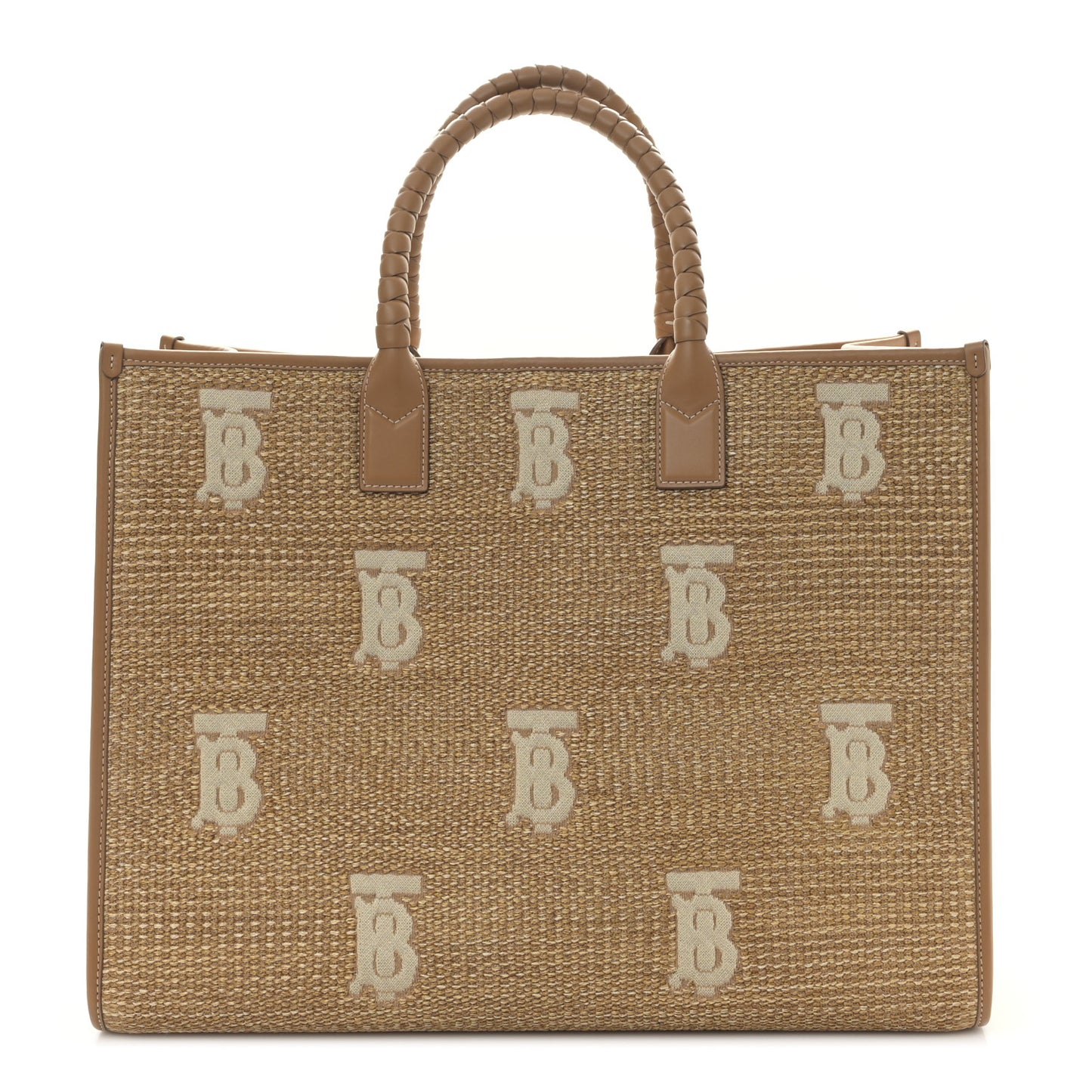 Raffia Calfskin Large Freya Tote Natural