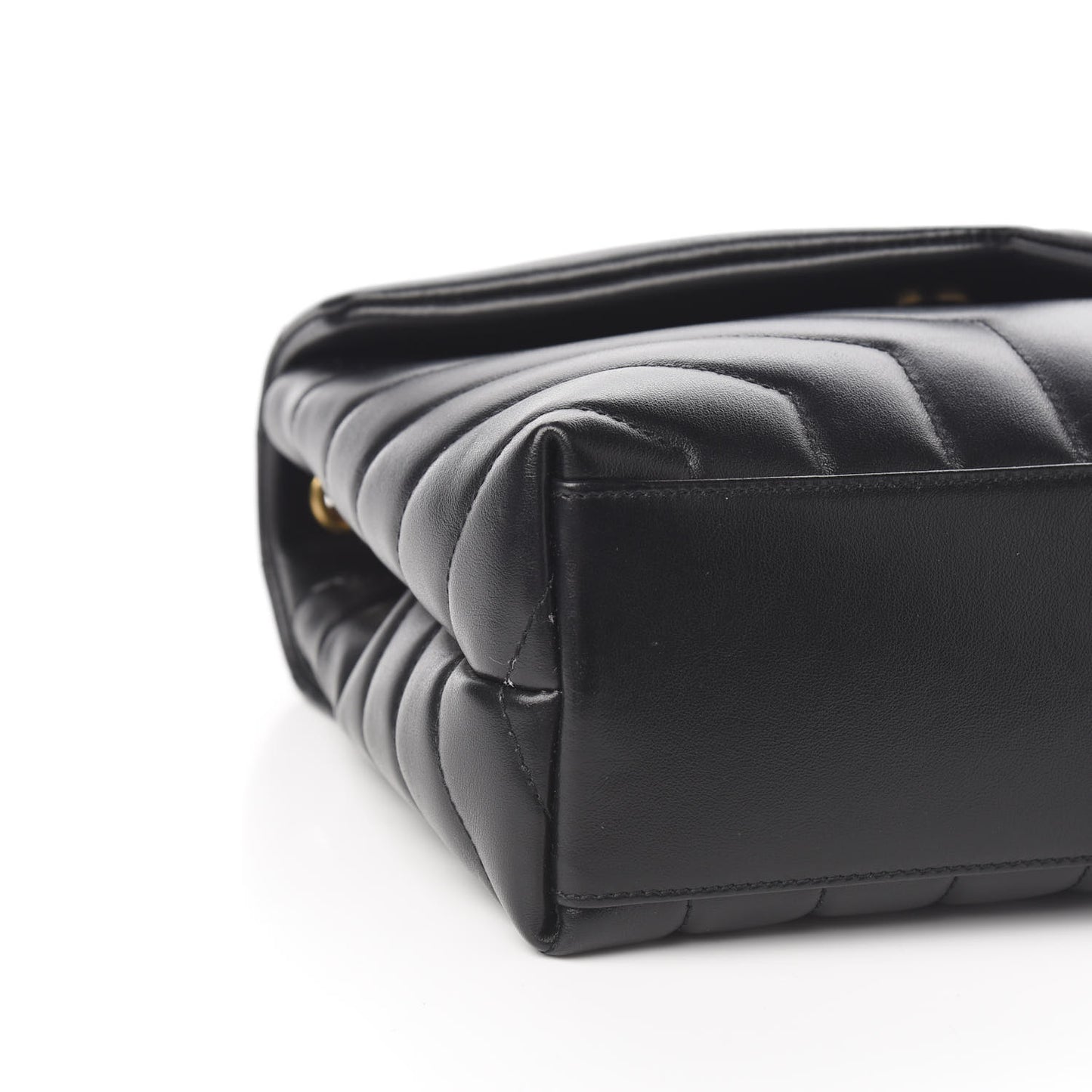 Calfskin Y Quilted Monogram Small Loulou Chain Satchel Black