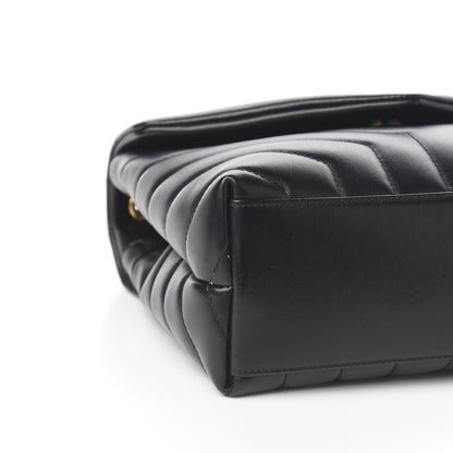 Saint Laurent Calfskin Y Quilted Monogram Small Loulou Chain Satchel Black 7 of 9