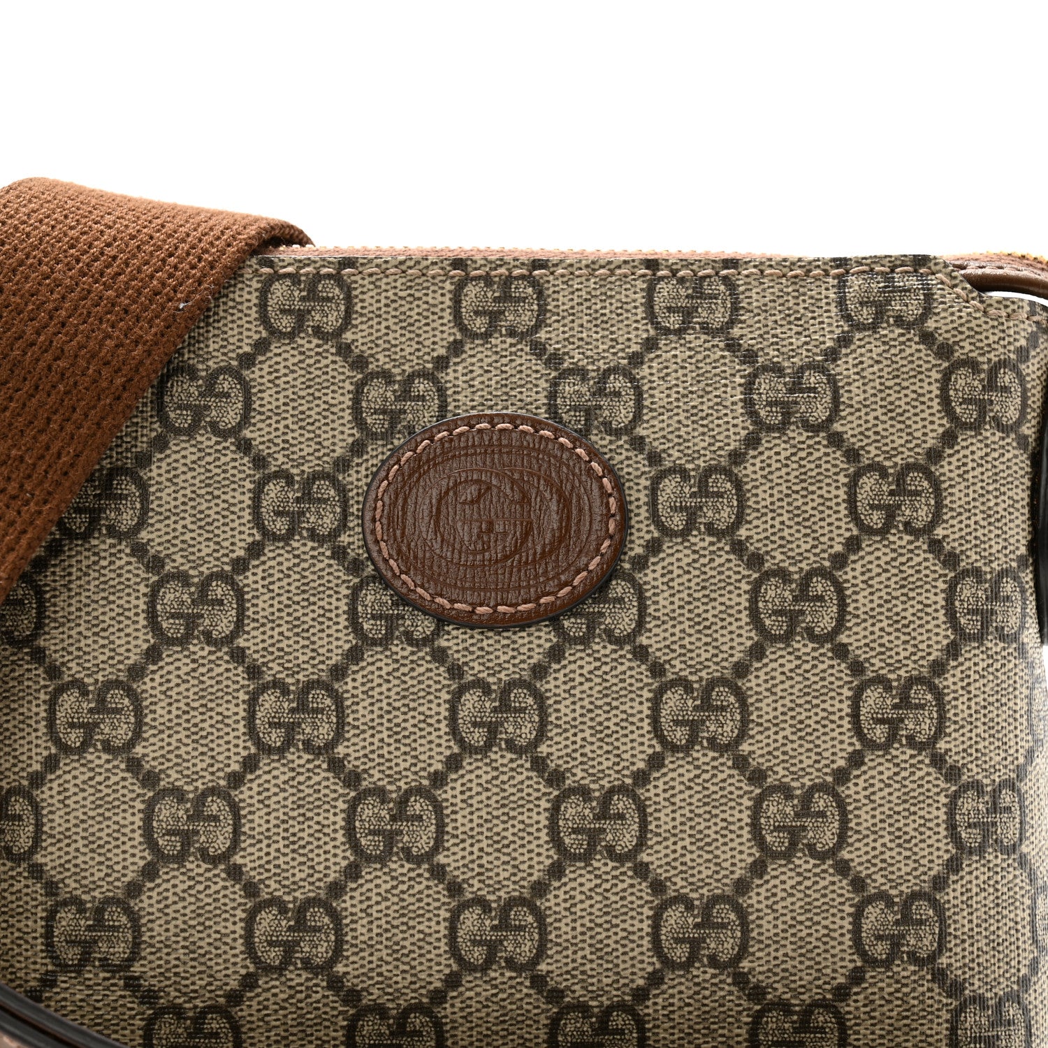 Gucci GG Supreme Monogram Azalea Calfskin Small Retro Interlocking G Wristlet Messenger Bag Beige Ebony Brown Sugar 8 of 14