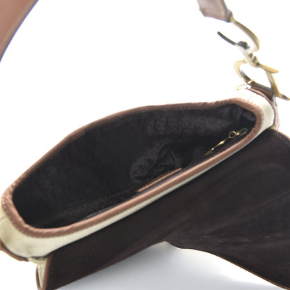 Christian Dior Canvas Calfskin Saddle Bag Beige 6 of 10