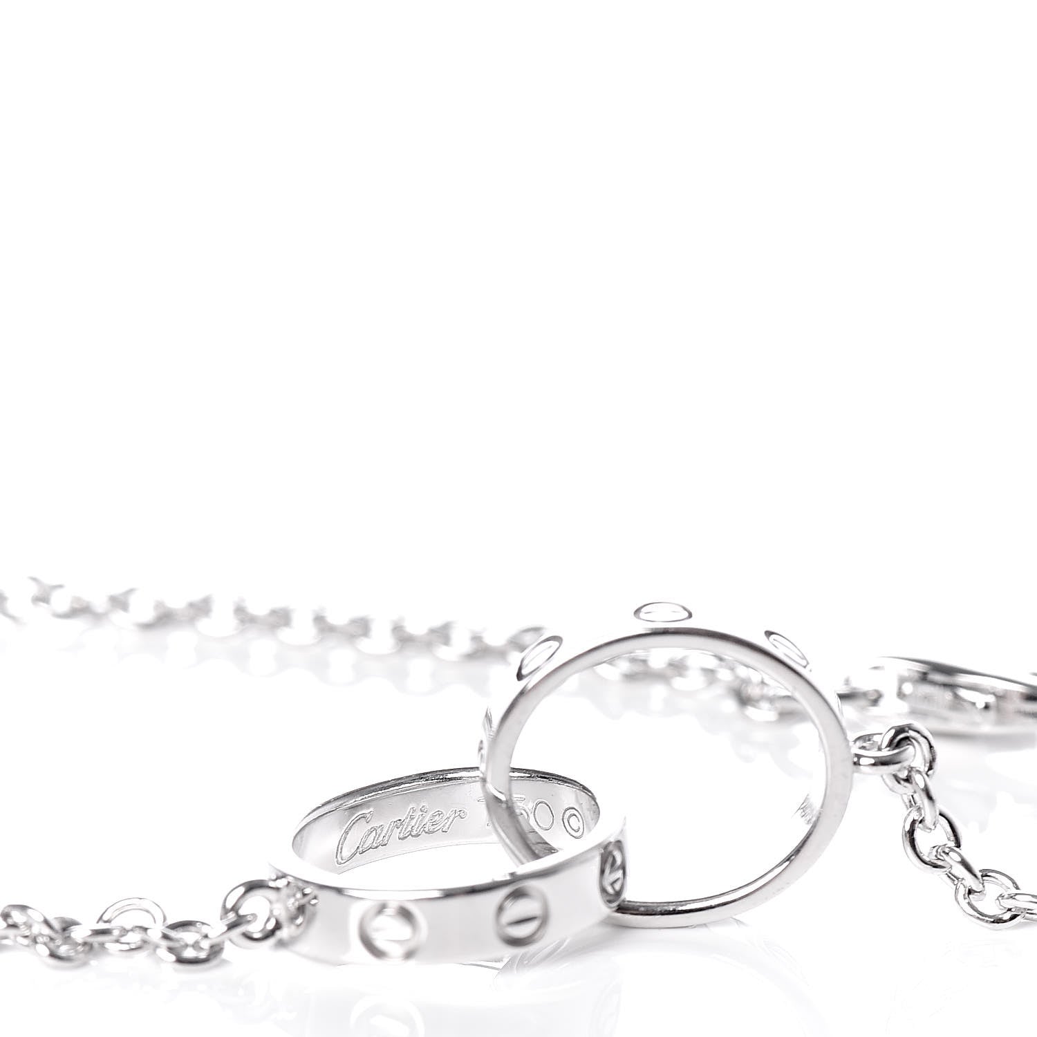 Cartier 18K White Gold Interlocking LOVE Necklace 6 of 7