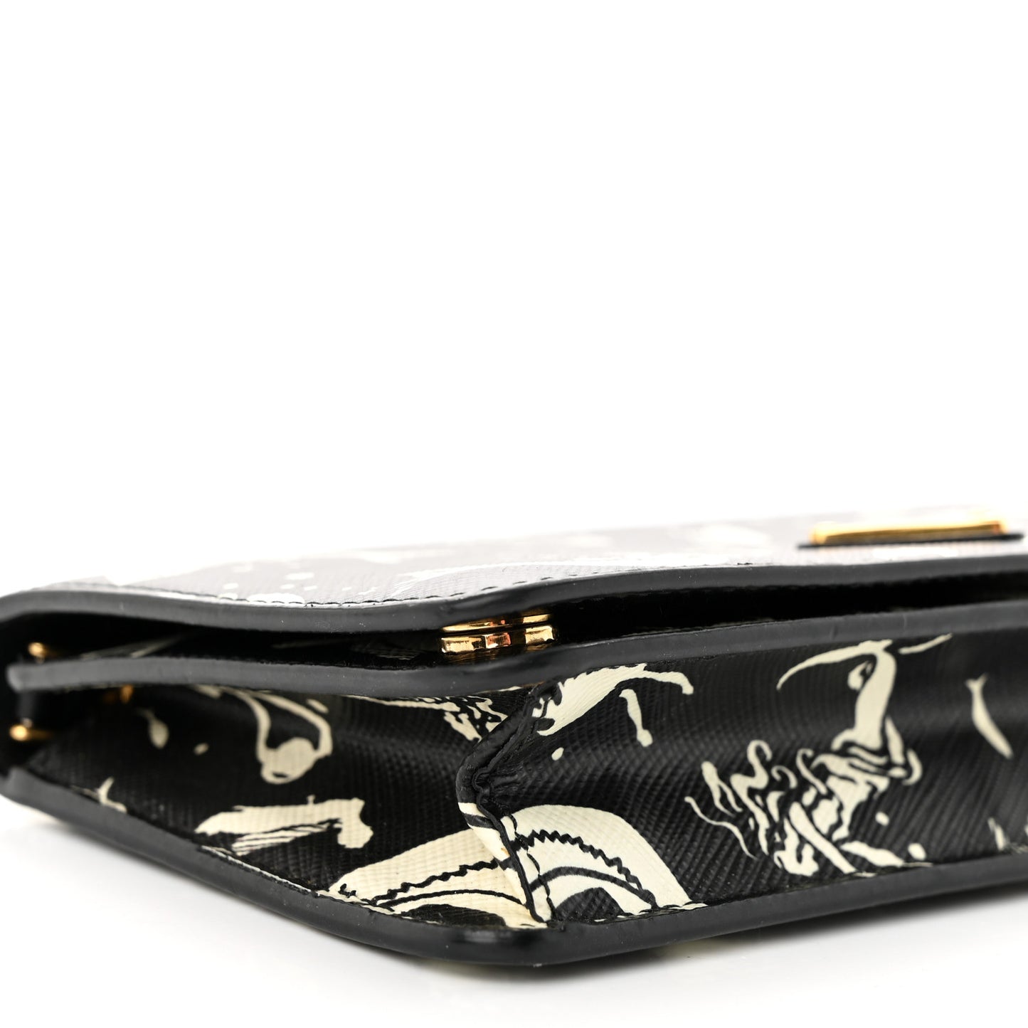 Saffiano Triangle Logo Mermaid Print Mini Crossbody Bag Black