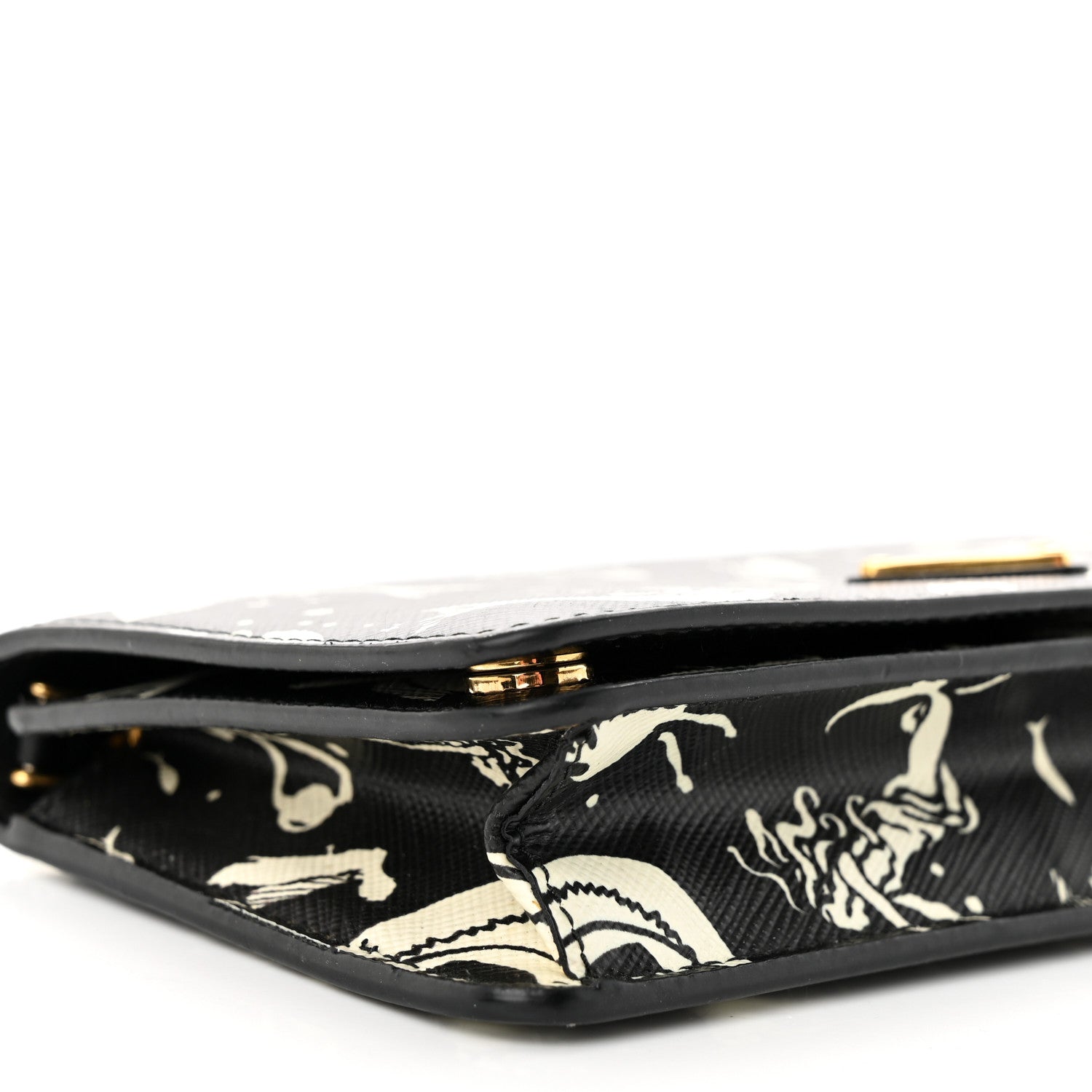 Prada Saffiano Triangle Logo Mermaid Print Mini Crossbody Bag Black 9 of 12