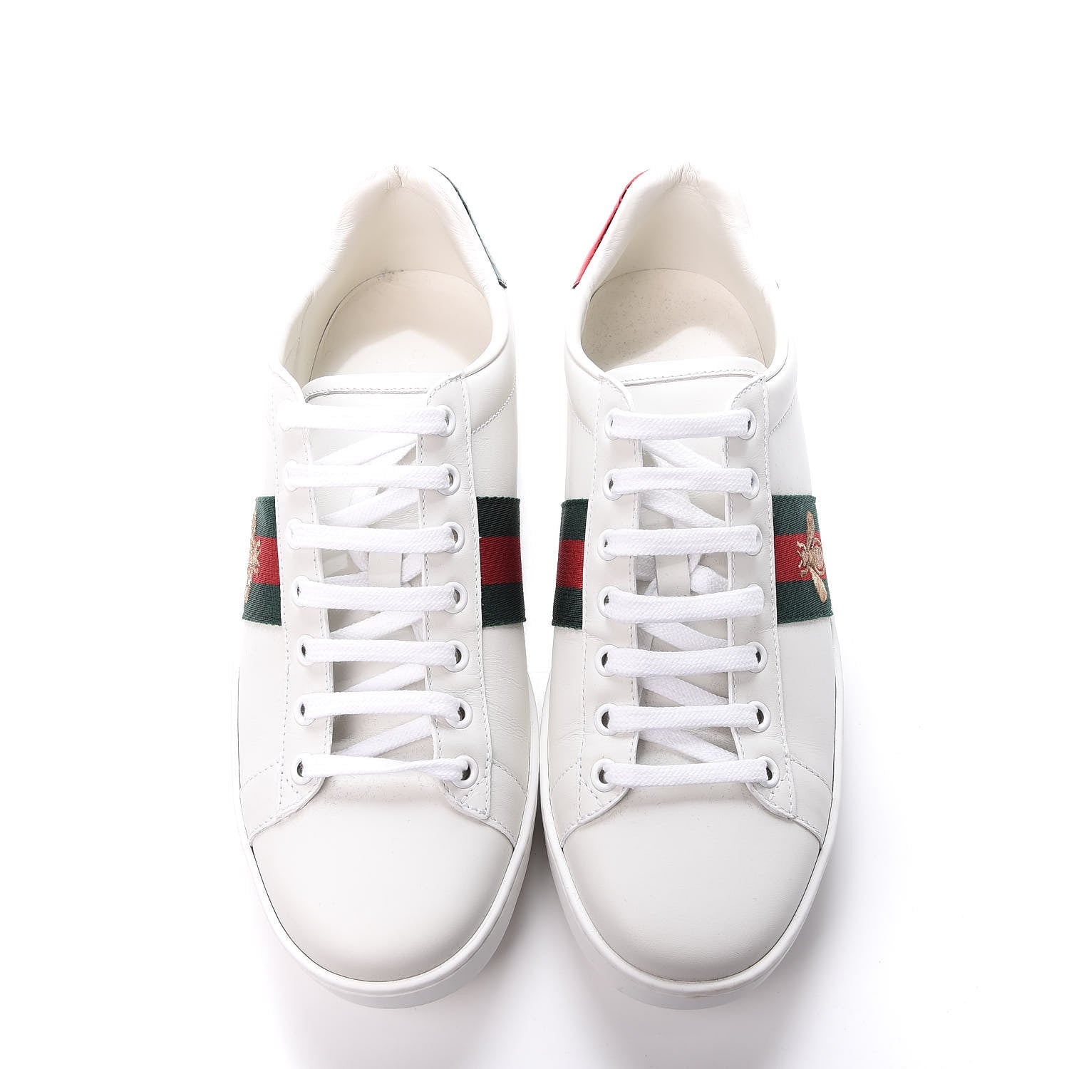 Gucci Calfskin Ayers Web Bee Embroidered Ace Sneakers 40 White 5 of 11