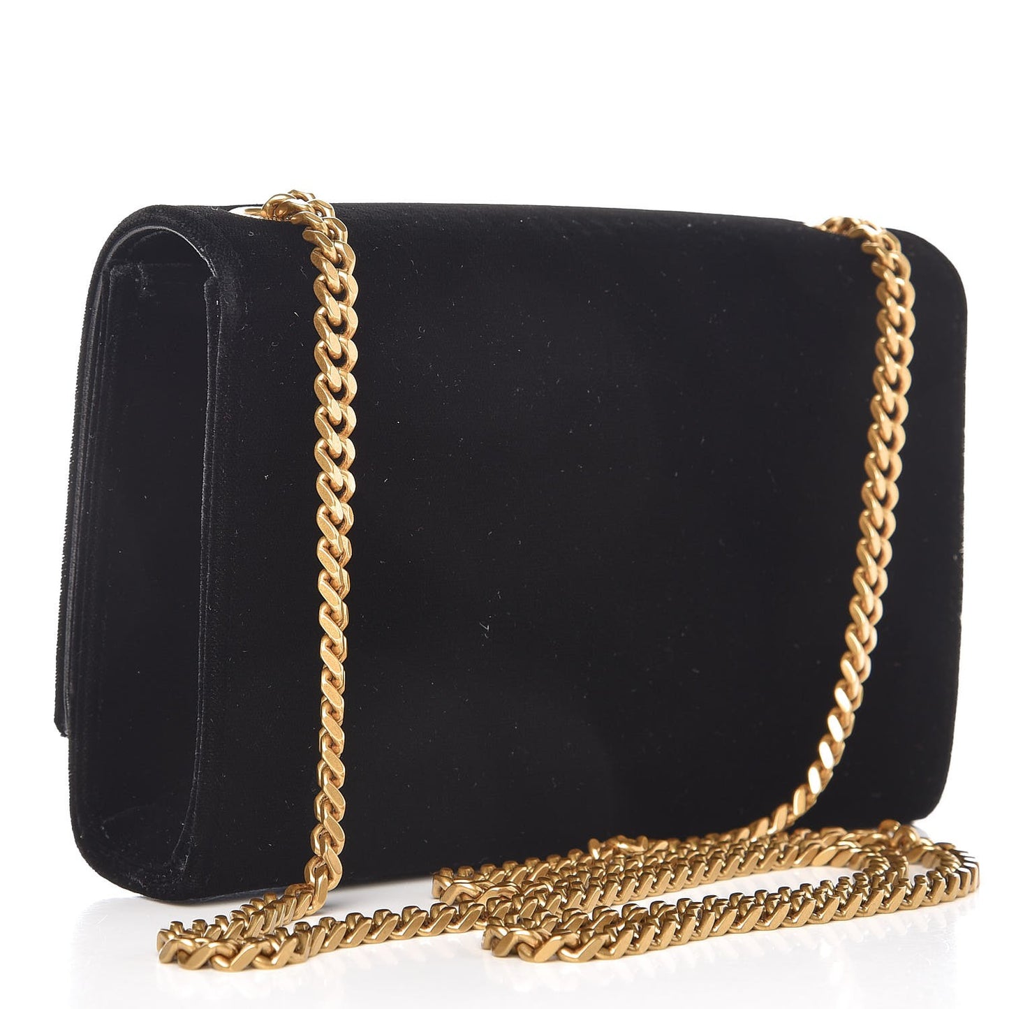 Velvet Small Monogram Kate Tassel Shoulder Bag Black