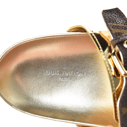 Louis Vuitton Patent Calfskin Monogram Bom Dia Mule Sandals 38 Gold 5 of 10