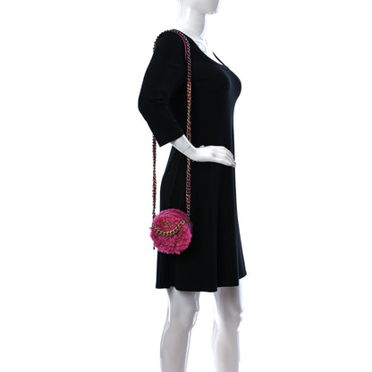 Chanel Shearling Sheepskin Chanel 19 Round Clutch With Chain Dark Pink 3 of 10