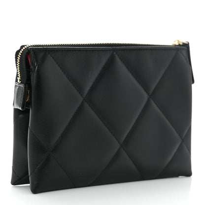 Chanel Shiny Goatskin Quilted Small Chanel 19 Pouch With Handle Black 3 of 9