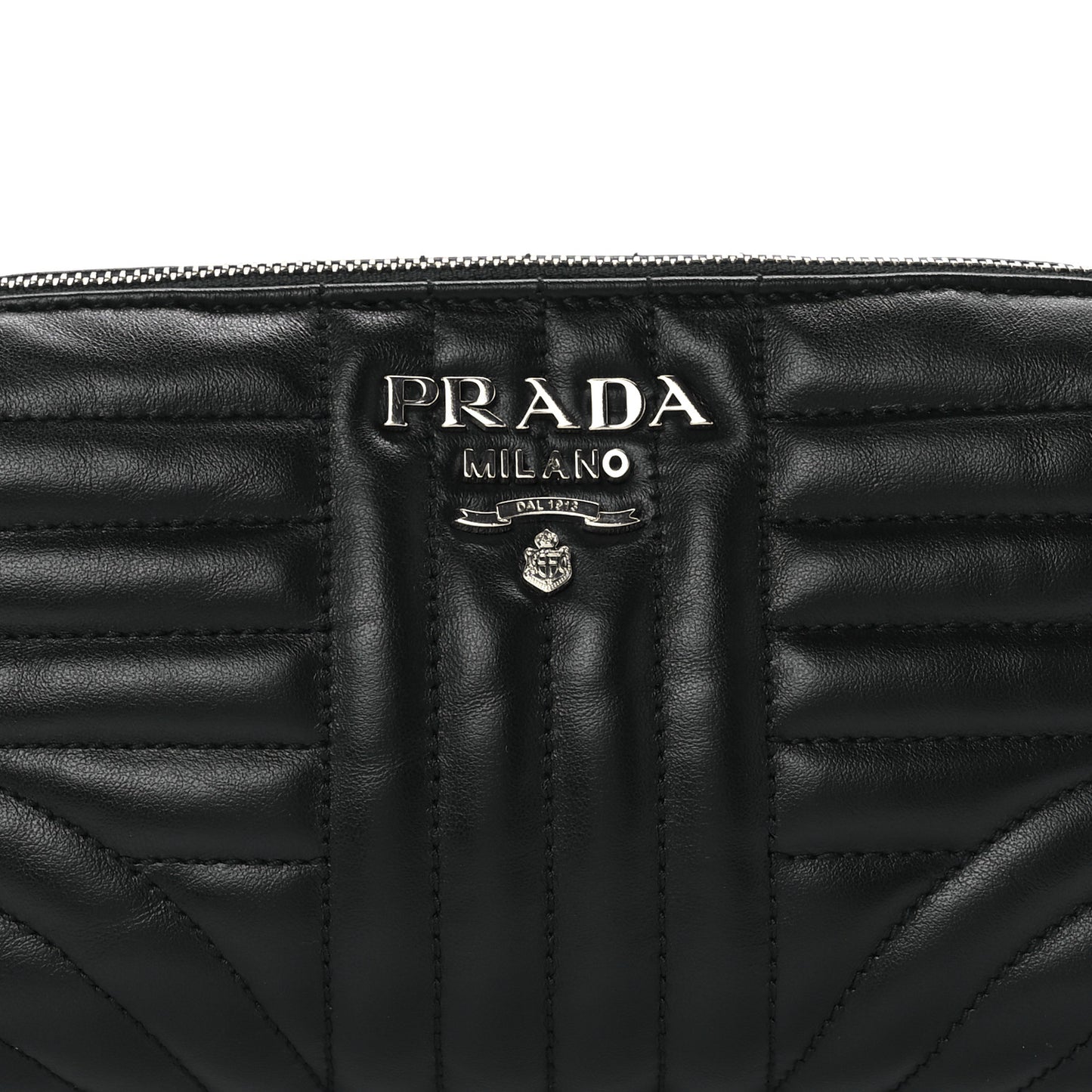 Soft Calfskin Impunture Diagramme Wristlet Pouch Black
