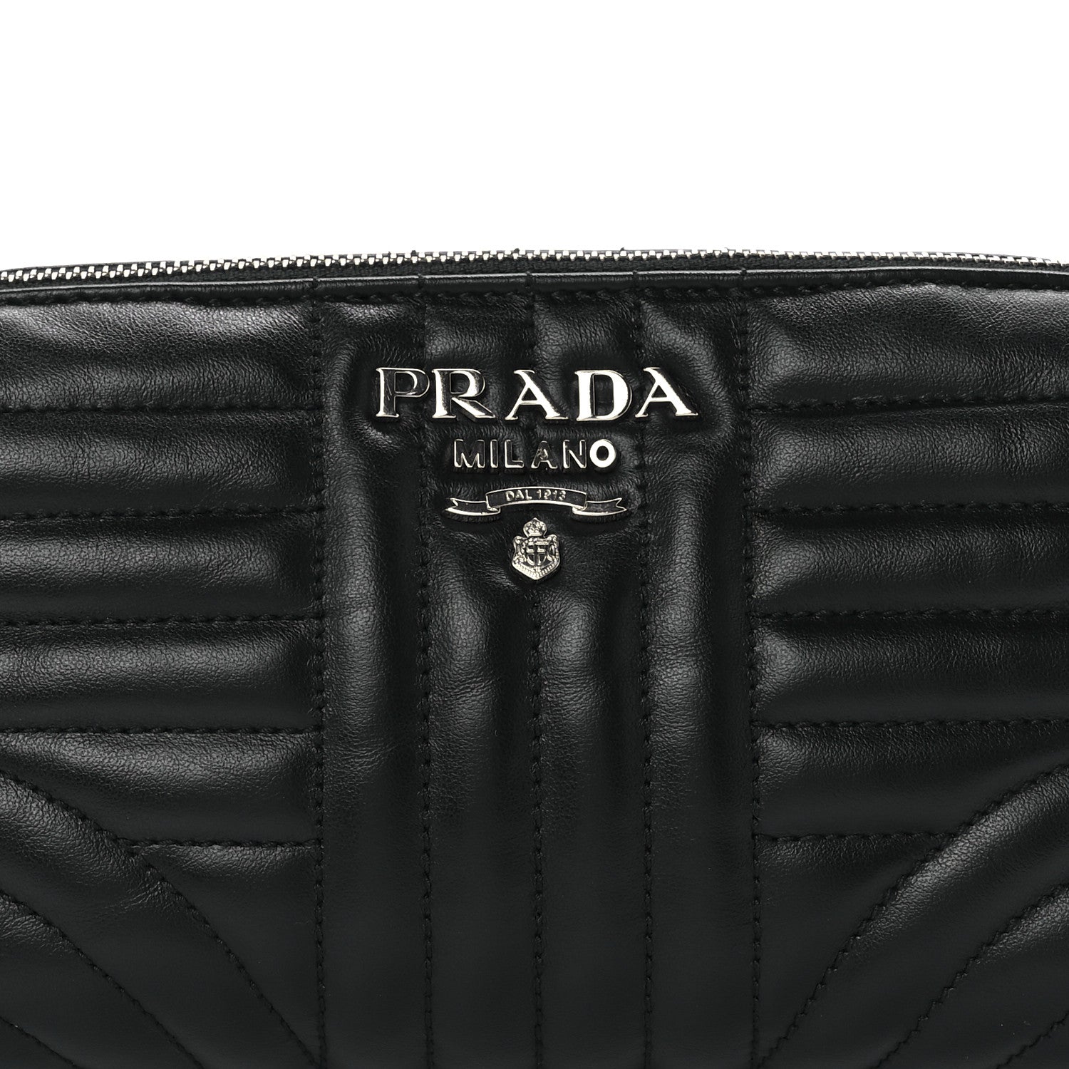 Prada Soft Calfskin Impunture Diagramme Wristlet Pouch Black 8 of 11