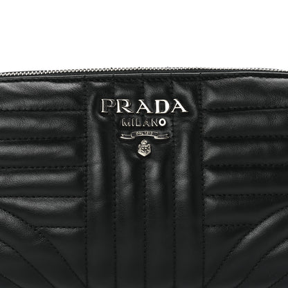 Prada Soft Calfskin Impunture Diagramme Wristlet Pouch Black 8 of 11
