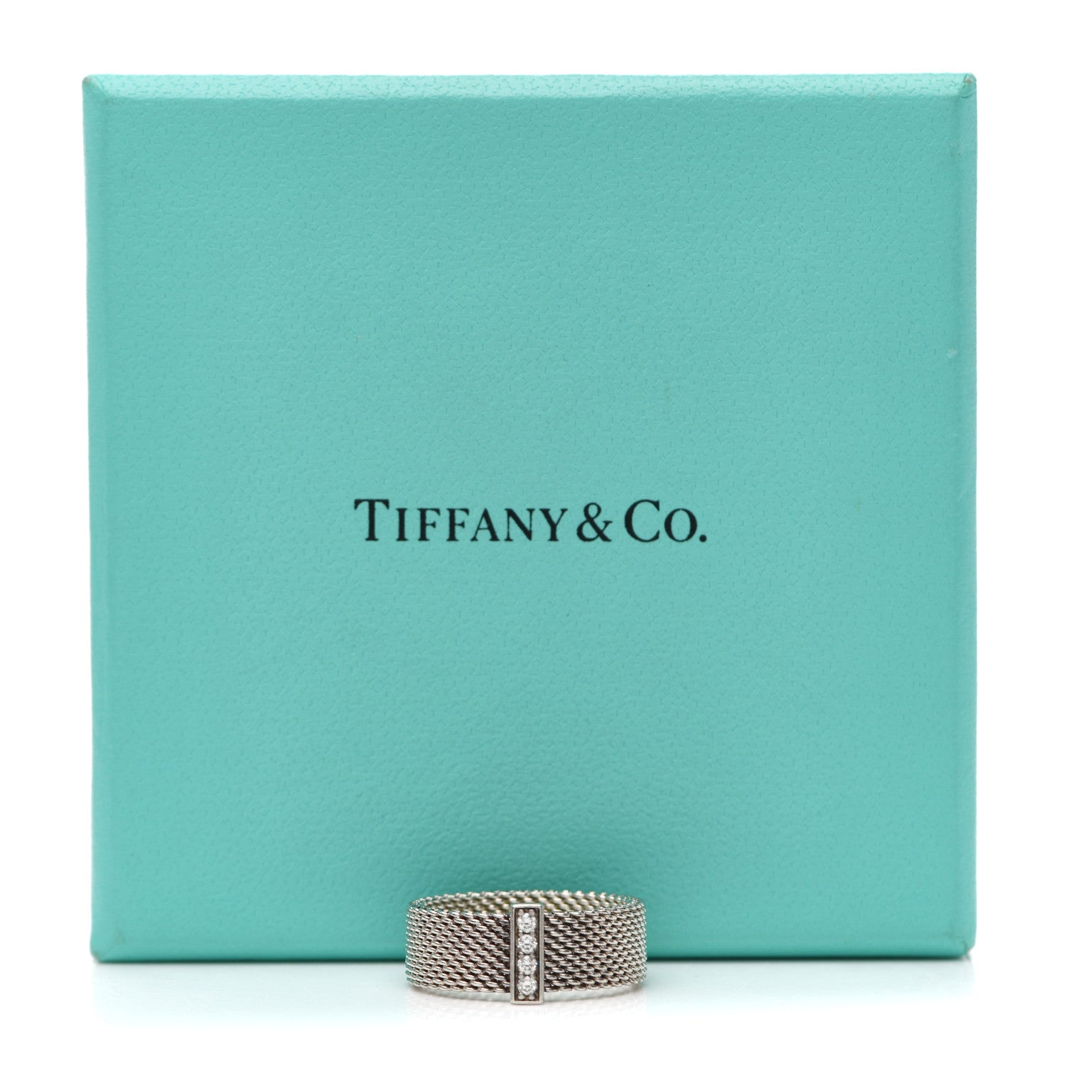 Tiffany Sterling Silver Diamond Somerset Mesh Ring 52 6 5 of 5