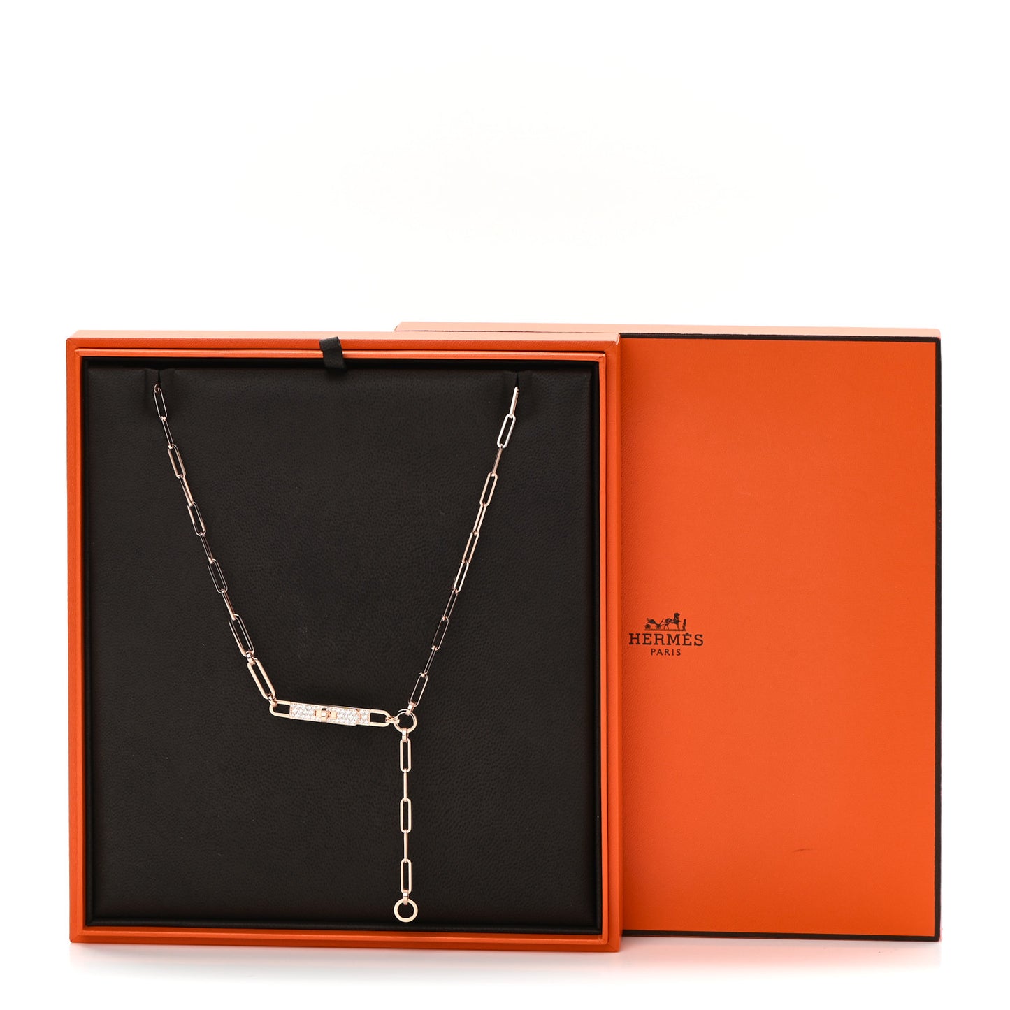 18K Rose Gold Diamond Pave PM Kelly Chaine Lariat Necklace ST