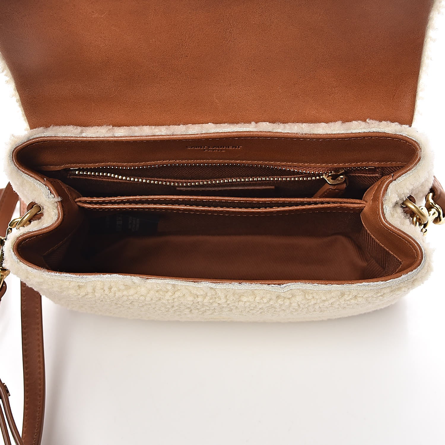 Saint Laurent Shearling Toy Loulou Shoulder Bag Natural 5 of 10