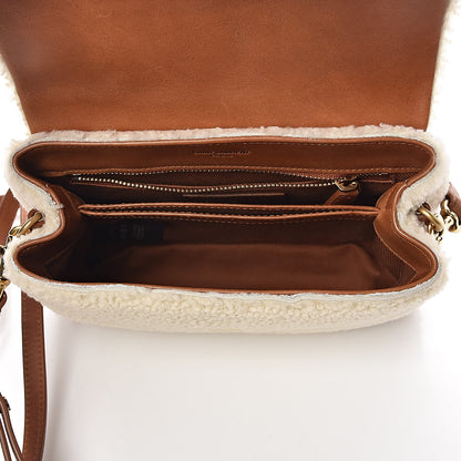 Saint Laurent Shearling Toy Loulou Shoulder Bag Natural 5 of 10