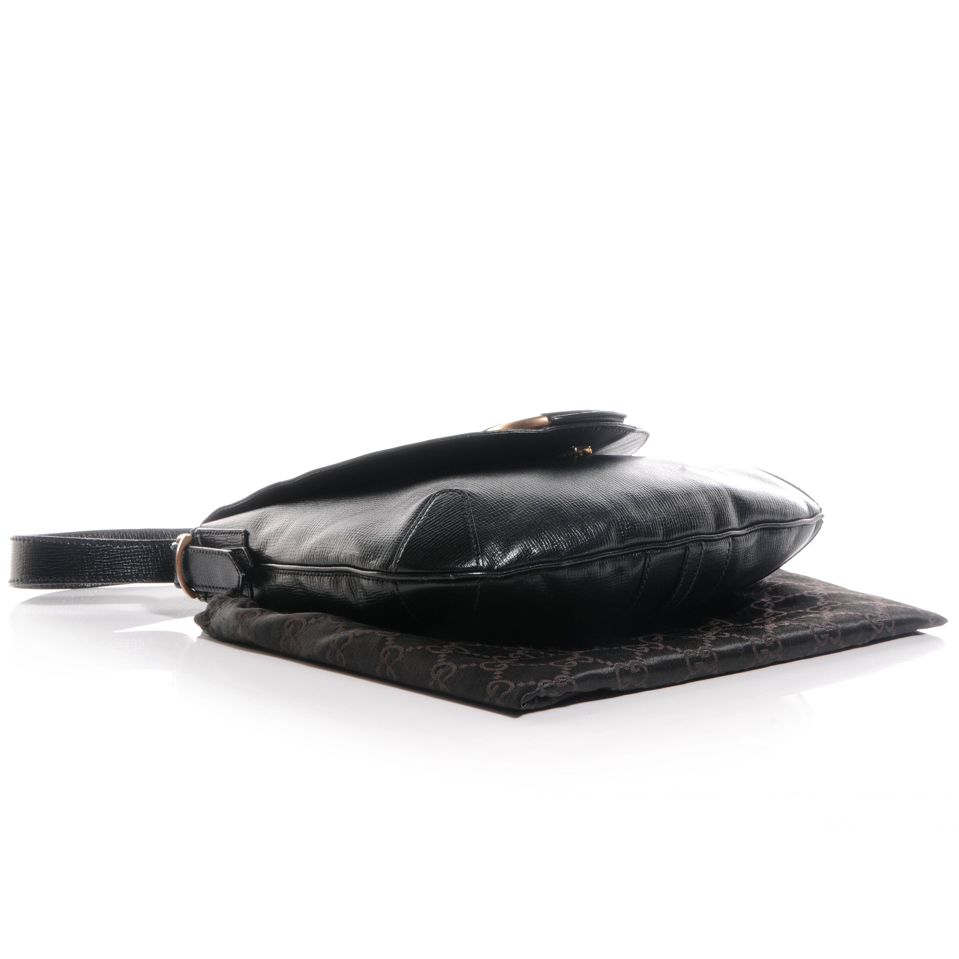 Gucci Leather Horsebit Flap Bag Black 4 of 7