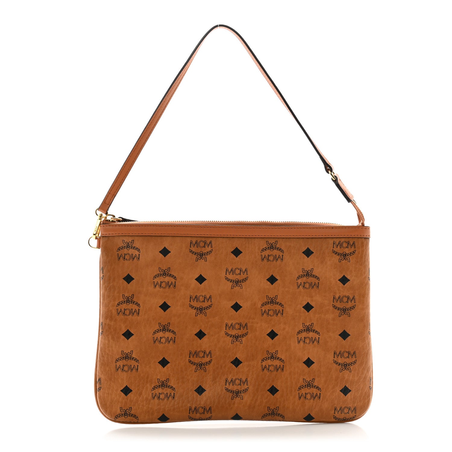 MCM Visetos Liz Shopper Tote Pouch Cognac 1 of 11