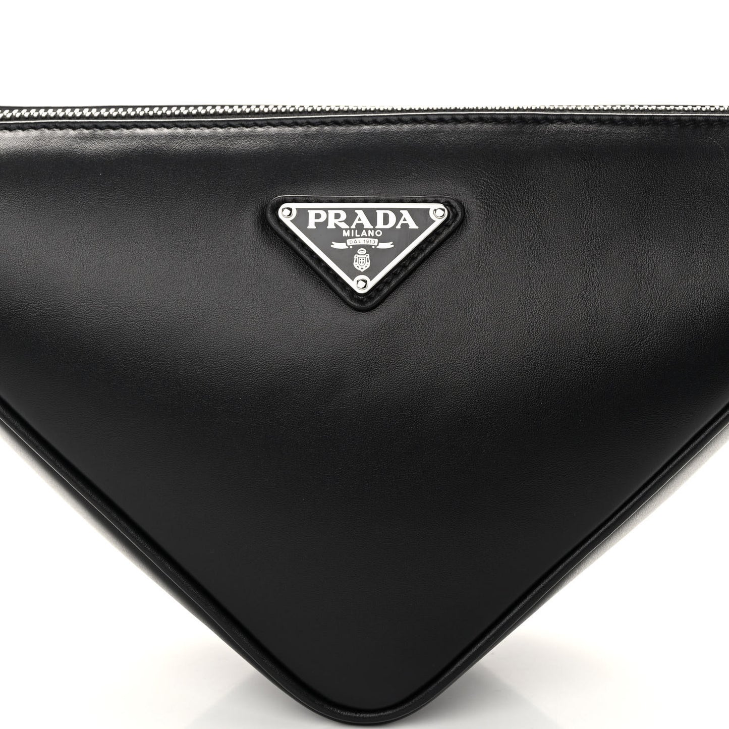 Softy Calfskin Triangle Shoulder Bag Black