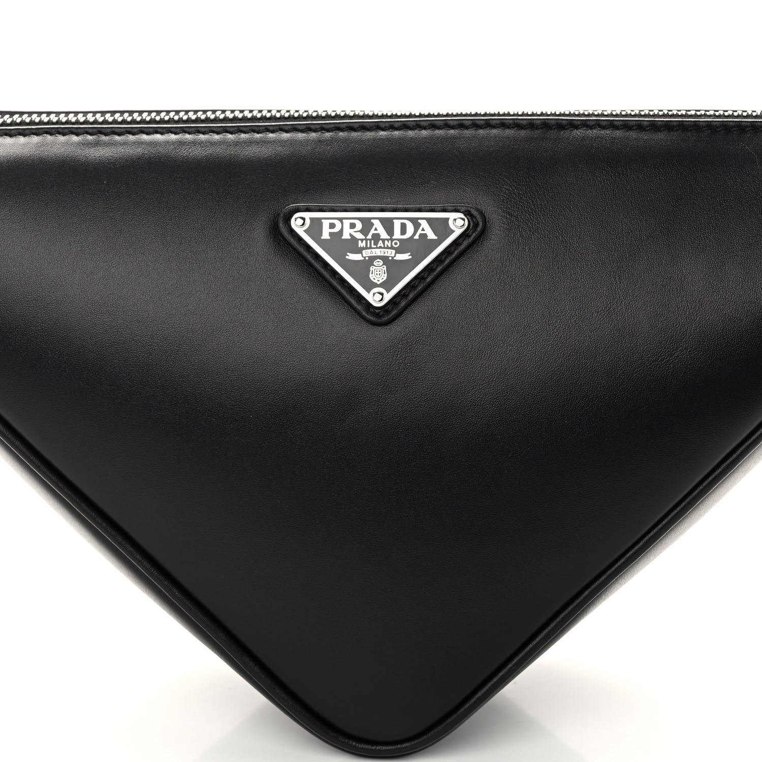Prada Softy Calfskin Triangle Shoulder Bag Black 7 of 9
