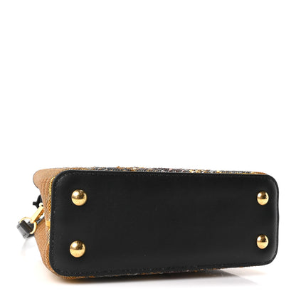 Louis Vuitton Calfskin Sequin Mini Capucines Gold Black 4 of 9