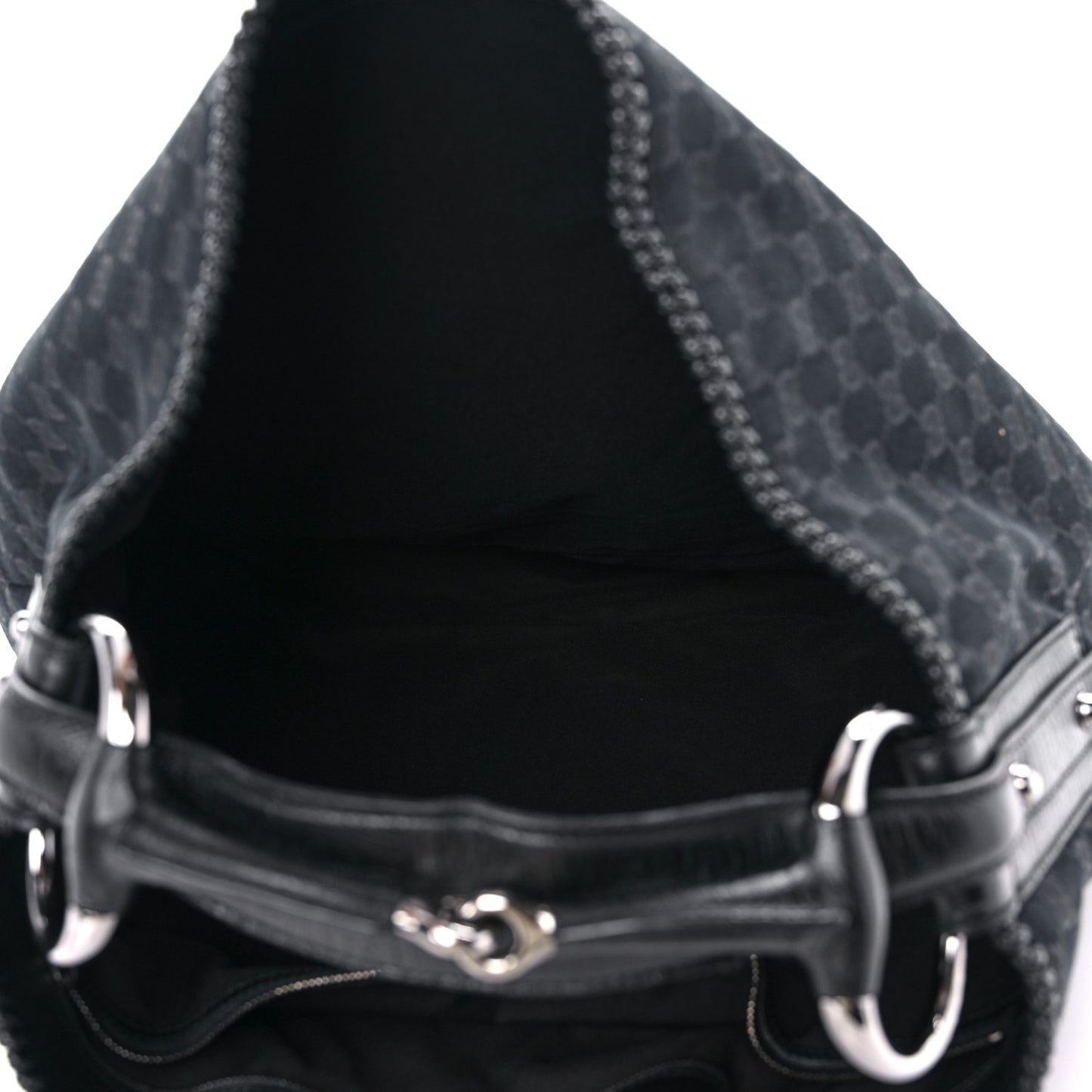Monogram Large Horsebit Chain Hobo Black