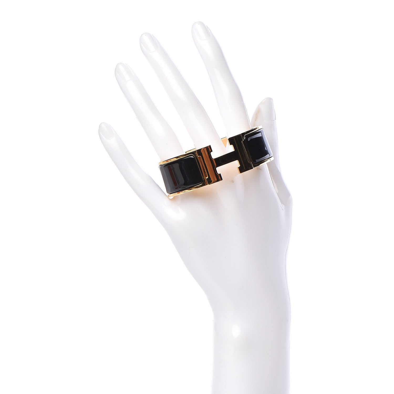 Hermes Enamel Wide Clic Clac H Bracelet GM Black 2 of 6