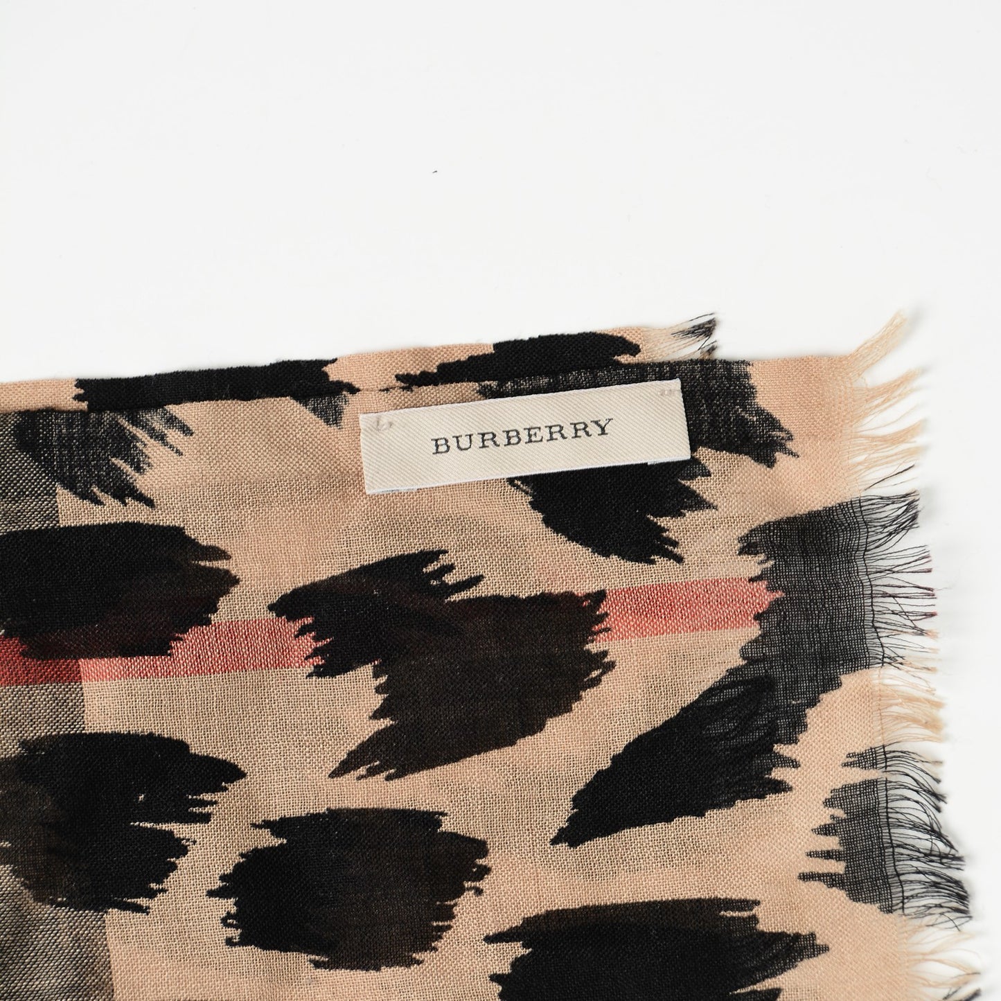 Wool Silk Animal Check Lightweight Scarf Camel