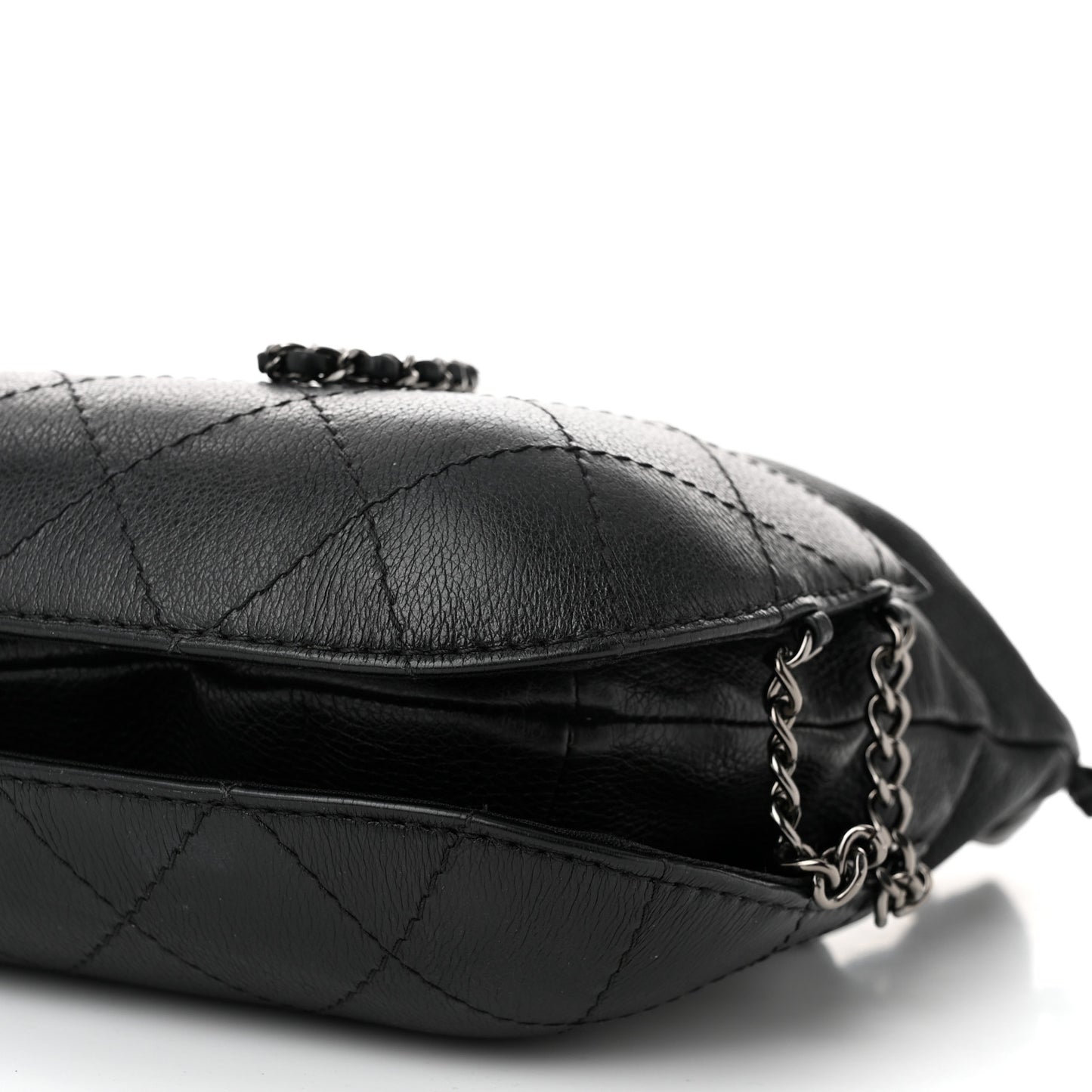 Calfskin Quilted Small Gabrielle Bucket Black