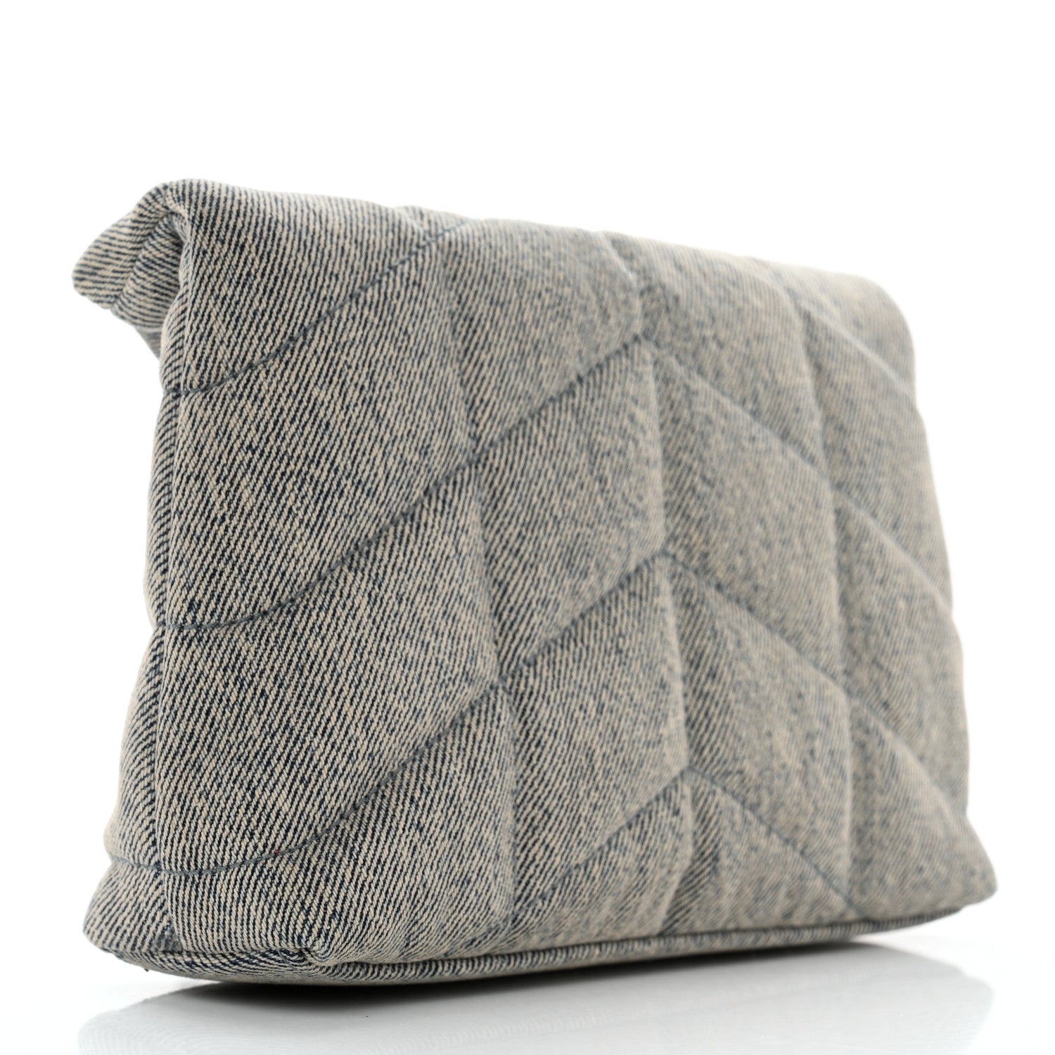 Saint Laurent Denim Quilted Monogram Loulou Puffer Pouch Clutch Blue Gray Light Azur 4 of 11